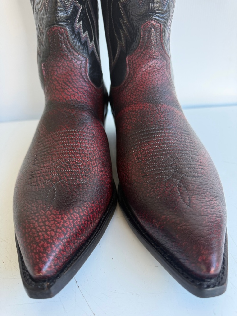 TONY LAMA COWBOY WESTERN BOOTS SIZE 12 D BLACK CHERRY PERFECT CONDITION - Picture 3 of 11